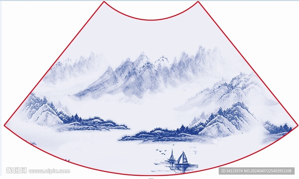 山水  裙摆  数码印花