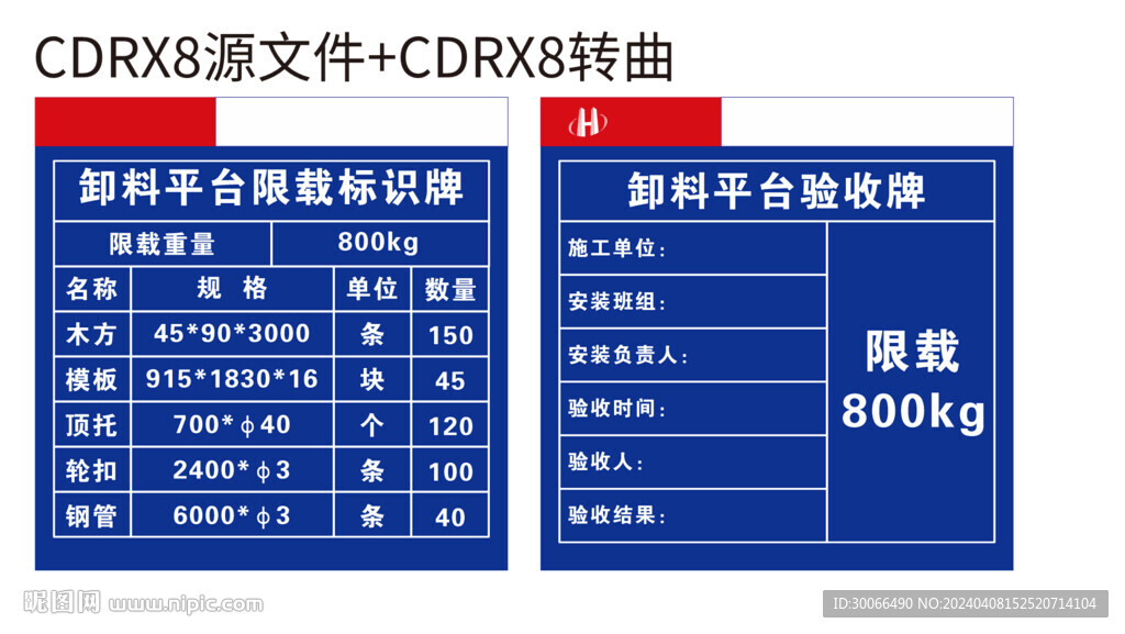 卸料平台限载牌