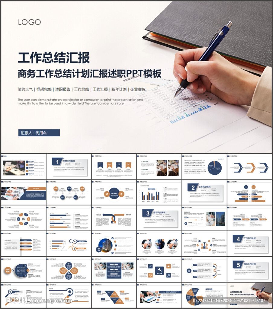 商务工作总结汇报PPT