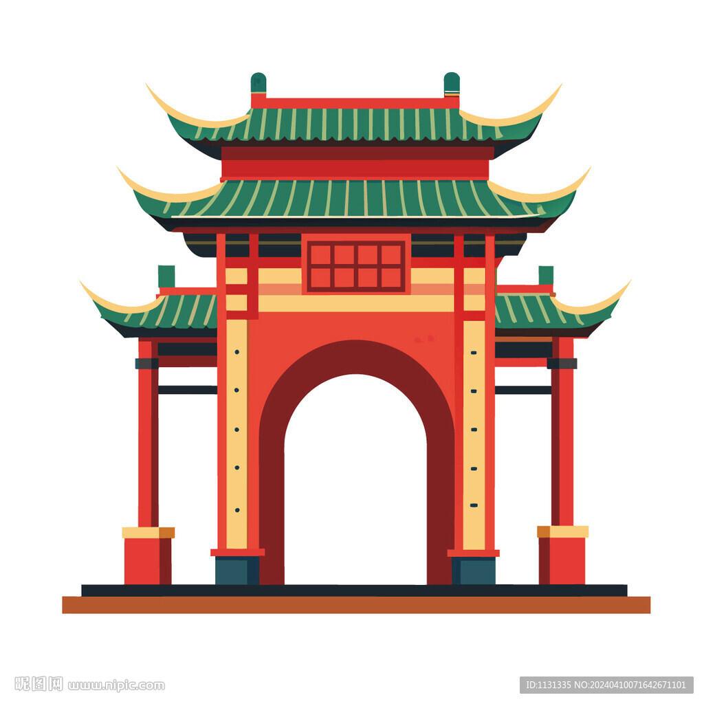 矢量建筑中国古典传统牌楼门楼