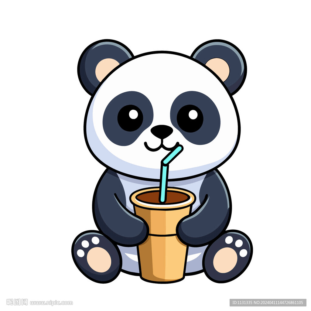 动物和饮料的熊猫矢量图