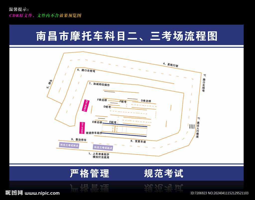 南昌市摩托车科目二、三考场流程