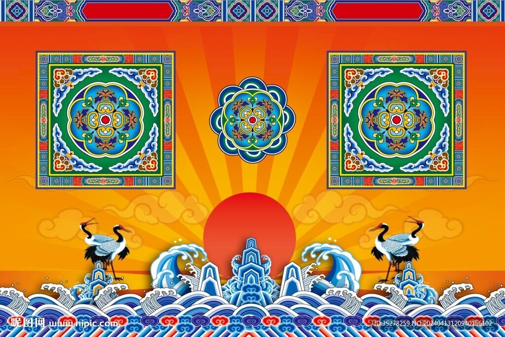 中式传统花纹背景墙