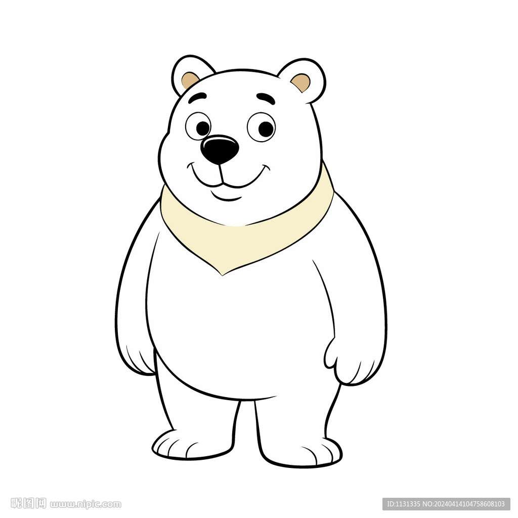 矢量动物可爱的白熊简笔画