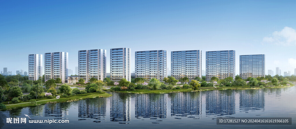房地产河景效果图片