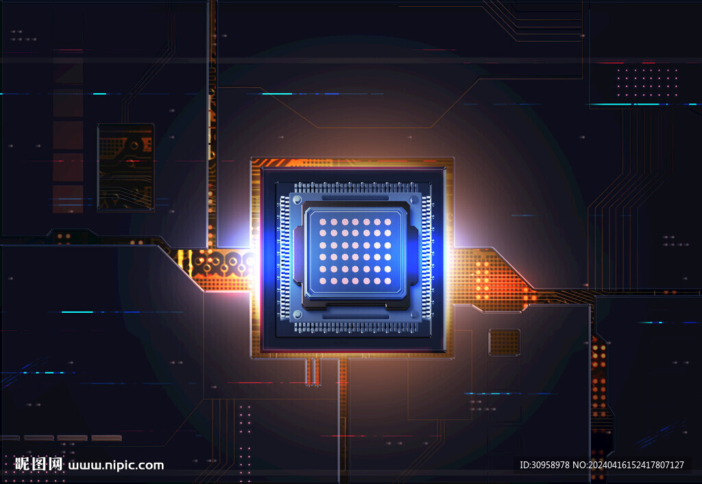 半导体处理器CPU芯片科技海报