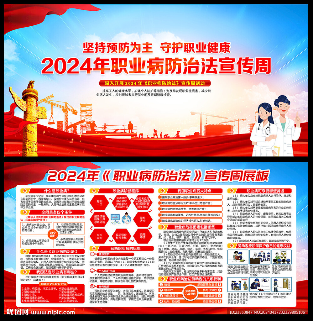 2024年职业病宣传周展板海报