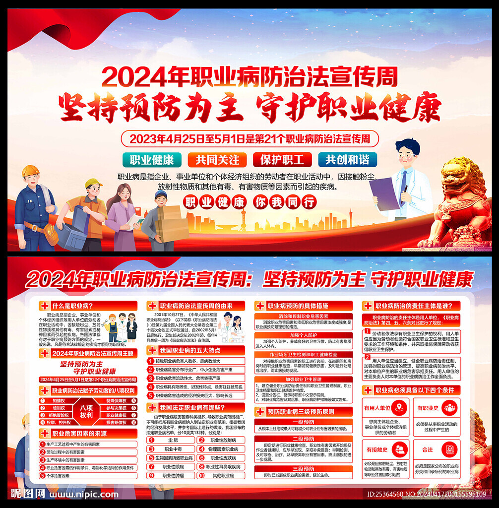 职业病防治法宣传周展板海报
