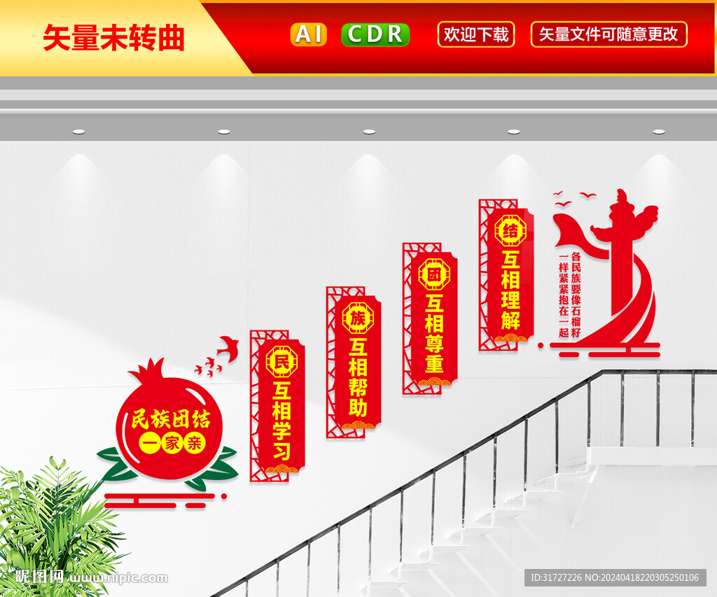 民族团结楼梯文化墙