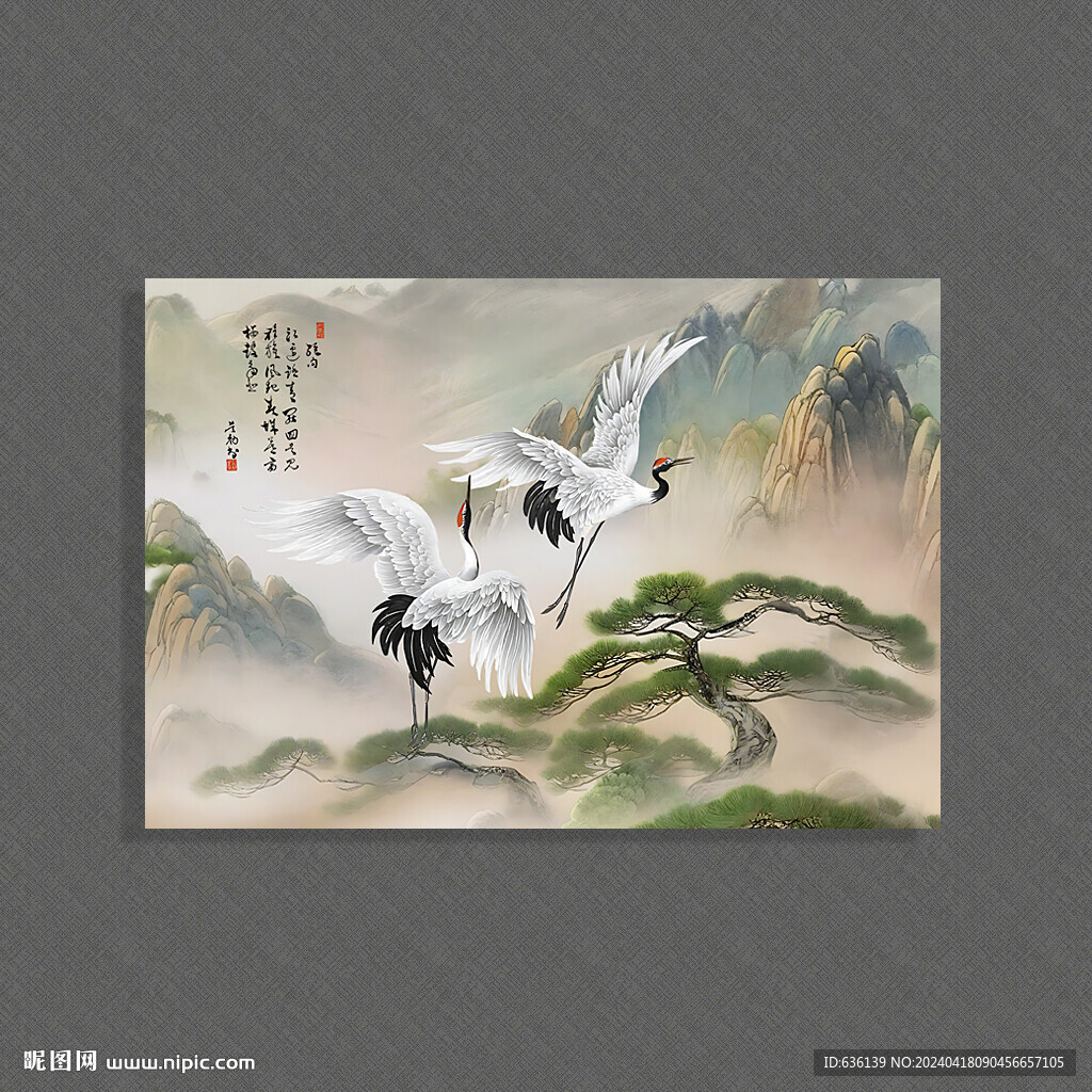 松鹤延年装饰画
