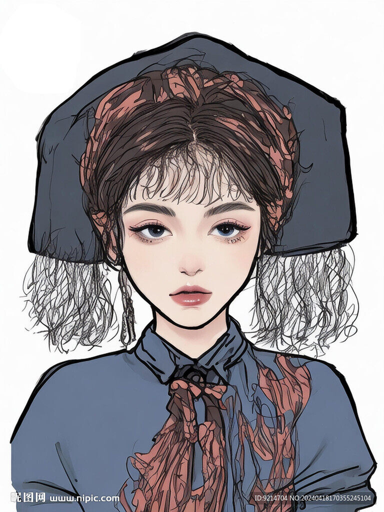 手绘民族少女图片