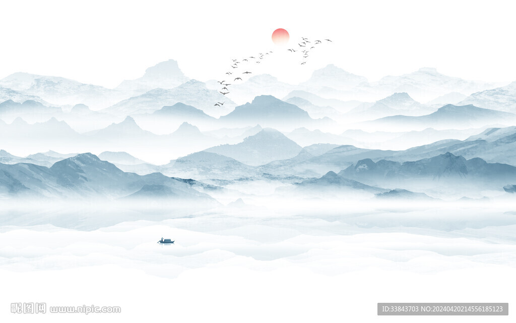 新中式水墨山水画