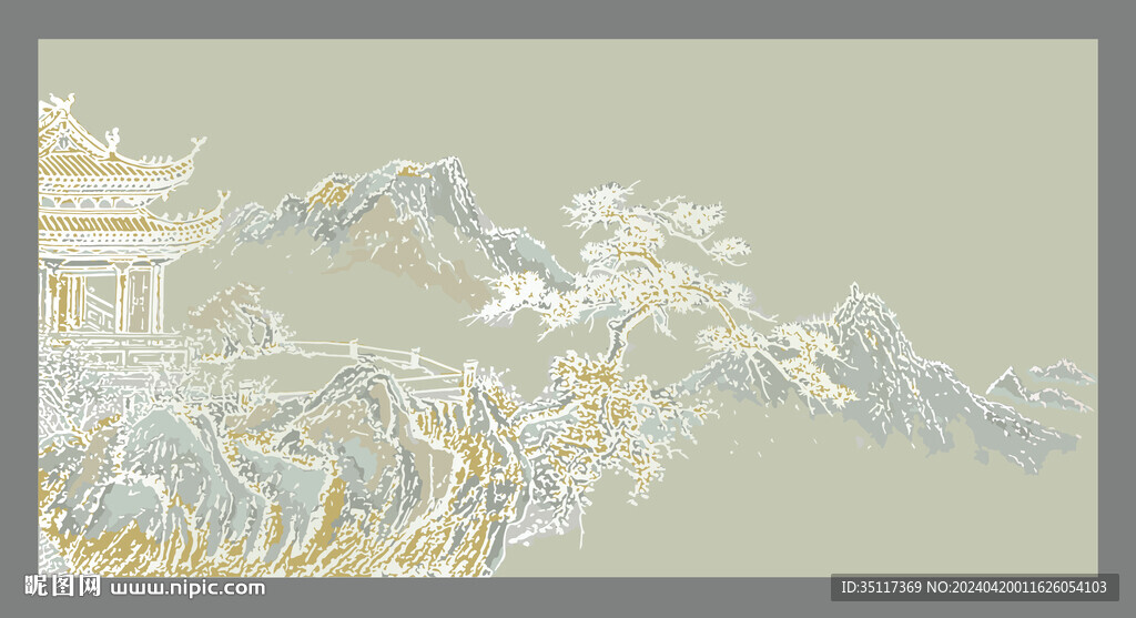 新中式壁纸壁画装饰画