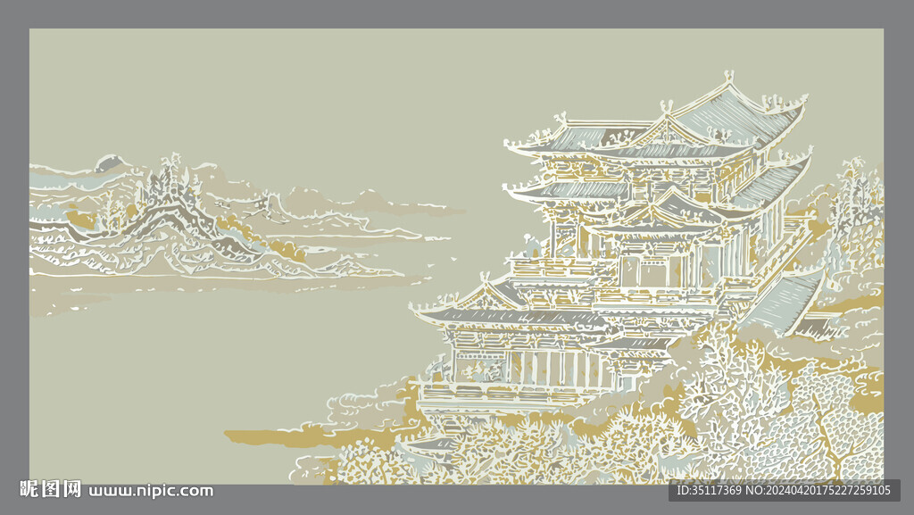 新中式壁纸壁画装饰画