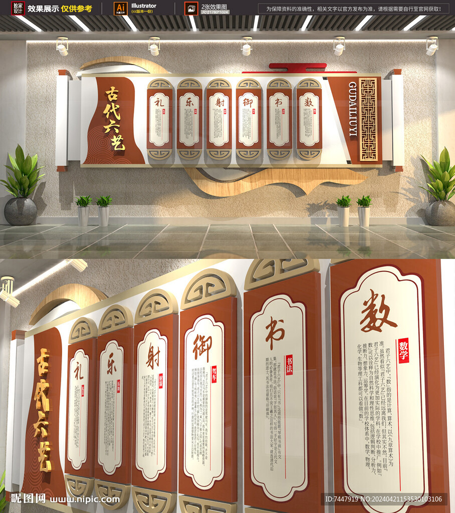 古代六艺文化墙