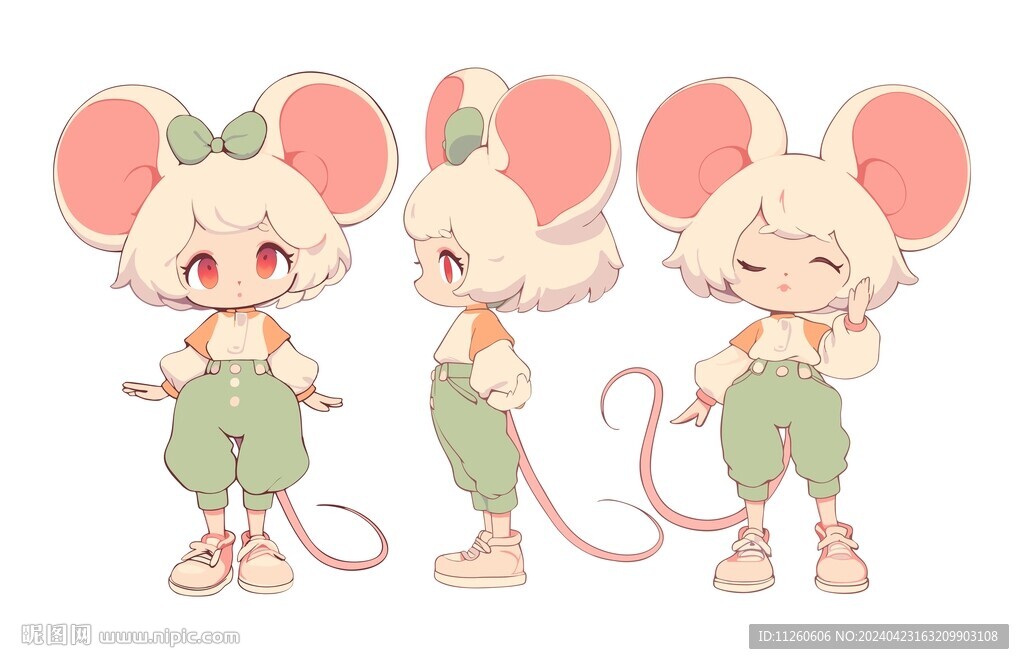 卡通老鼠女孩插画
