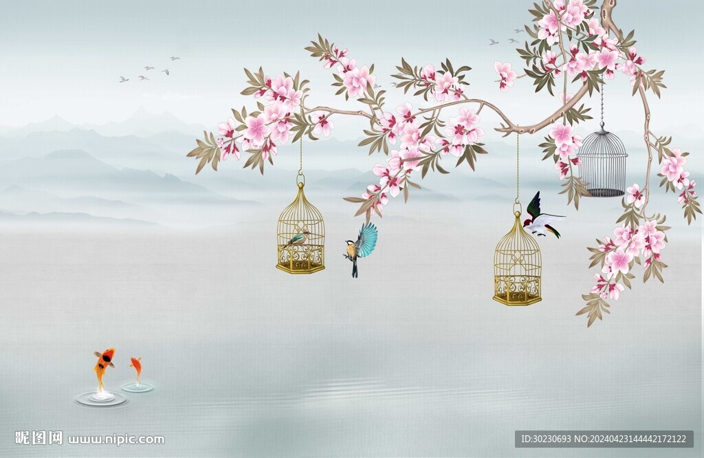 手绘花鸟