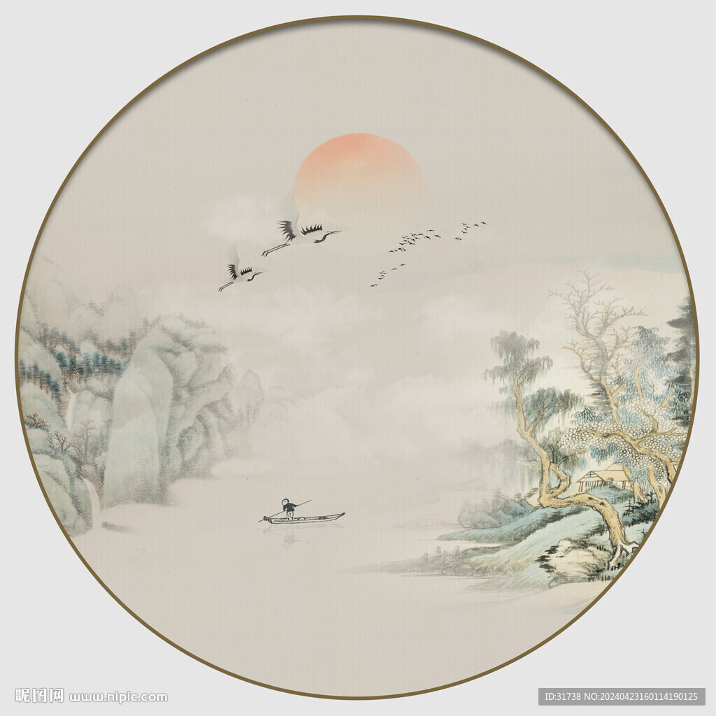 圆形古画