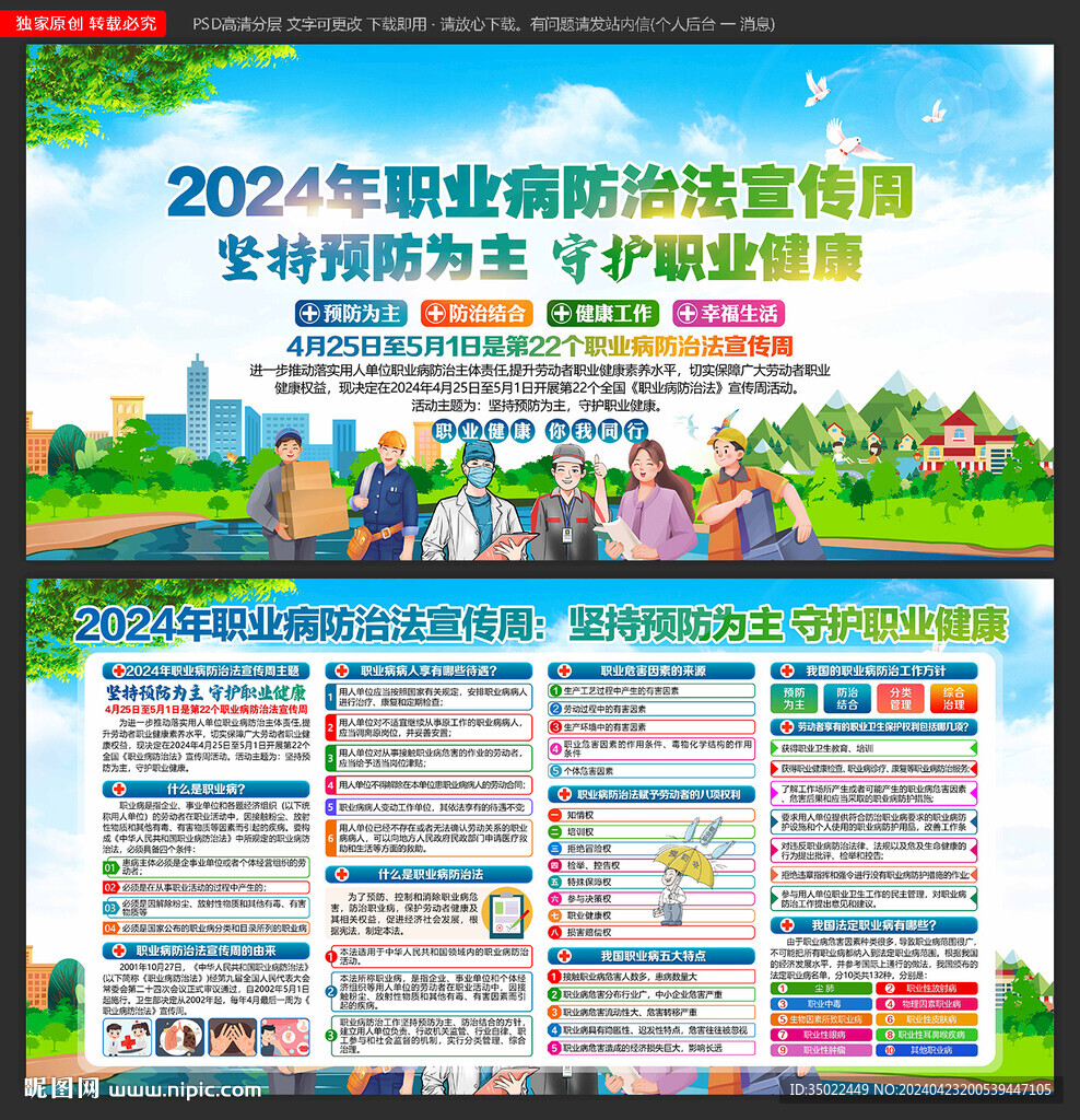 2024年职业病宣传周展板海报