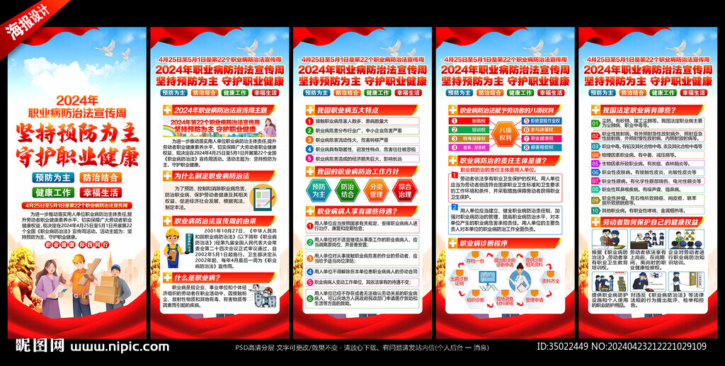 2024年职业病宣传周展板海报