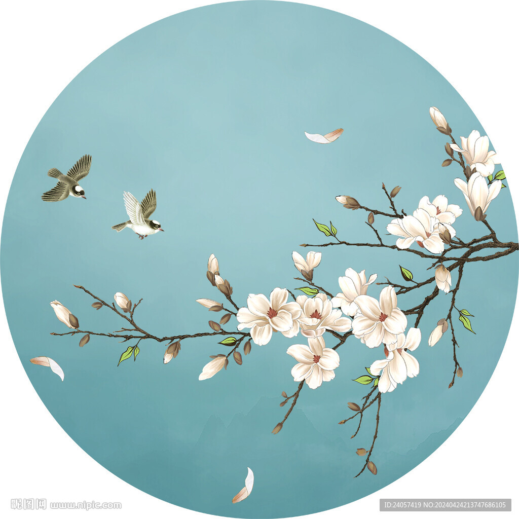 花鸟玉兰
