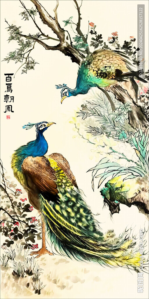 孔雀牡丹图