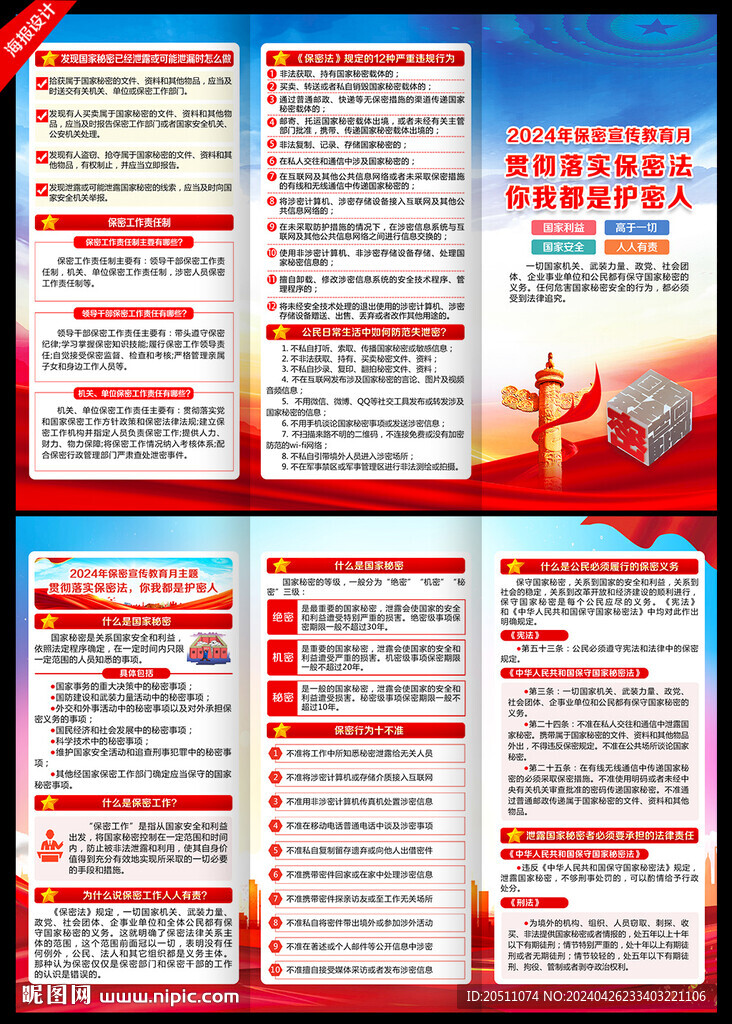 2024年保密宣传月三折页