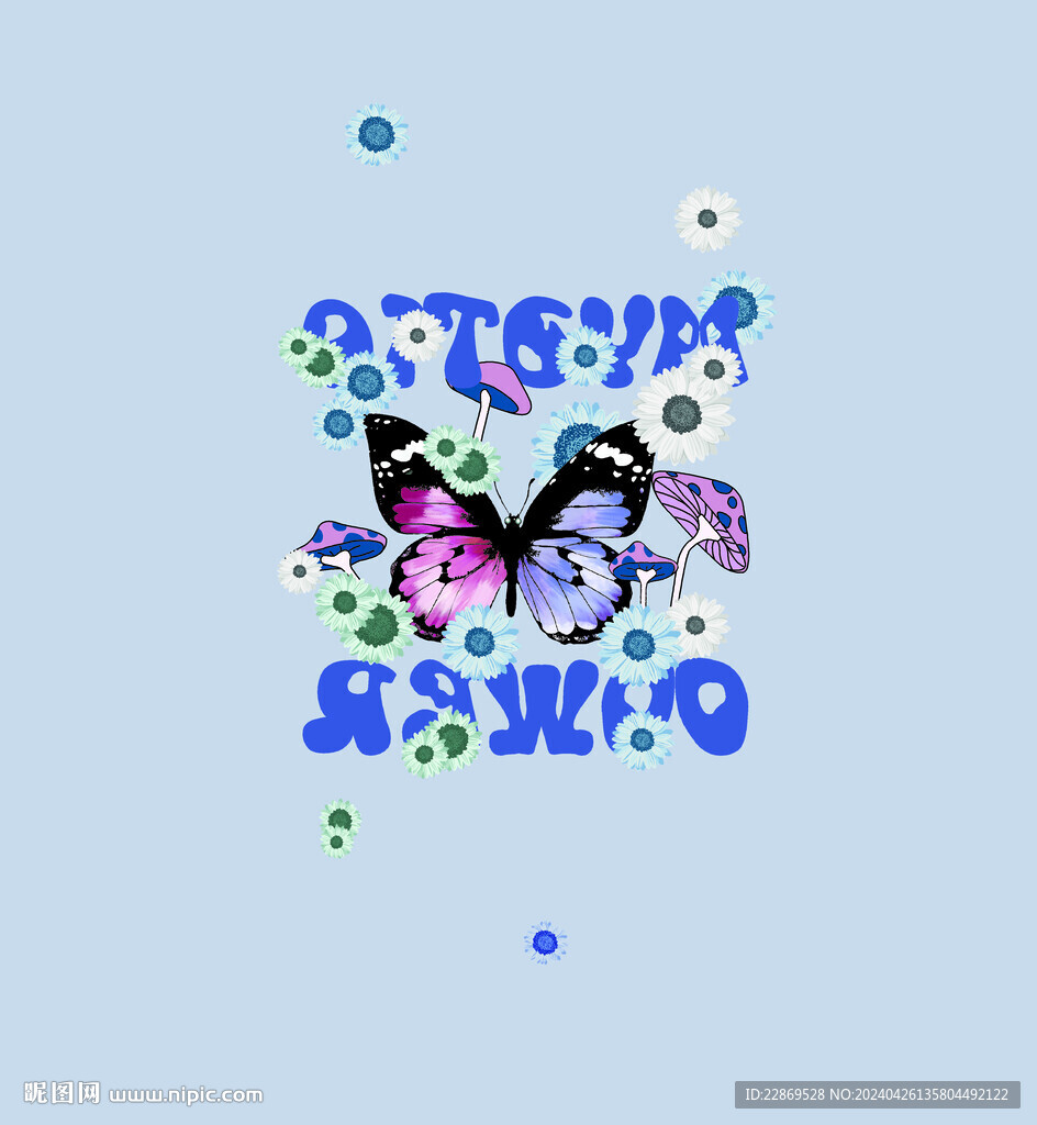 蝴蝶  手绘花