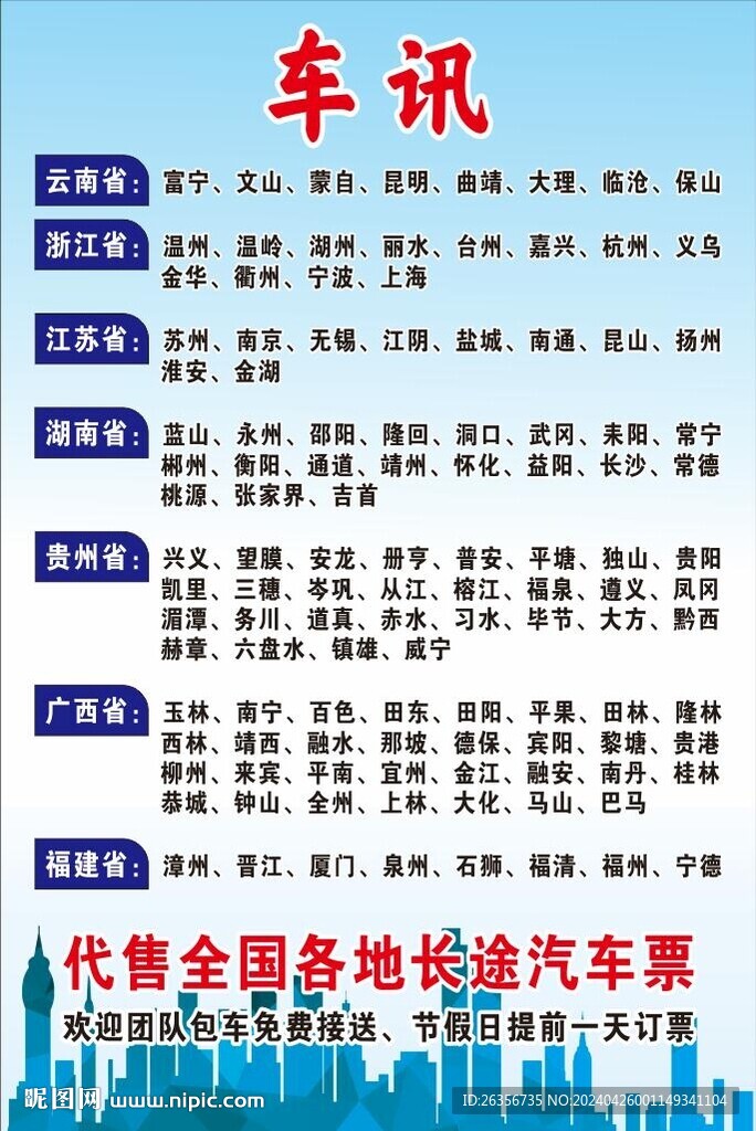 代售车讯路线图