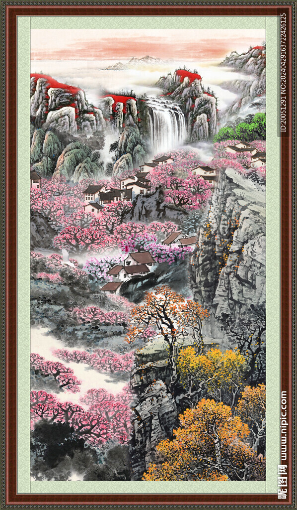 竖幅山水画 