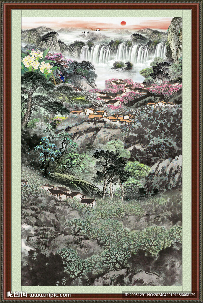 竖式山水画 