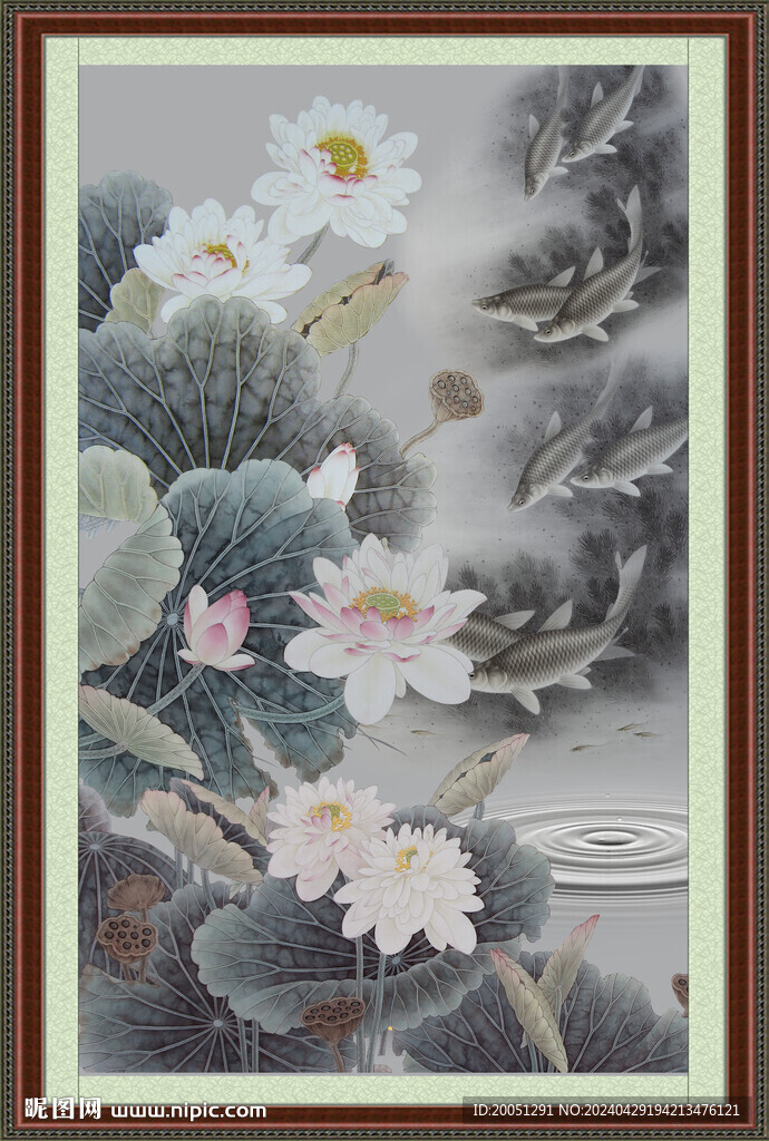 荷花国画