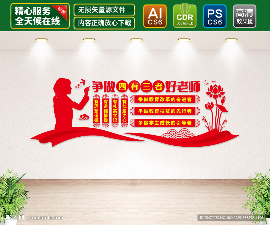 四有三者好老师文化墙