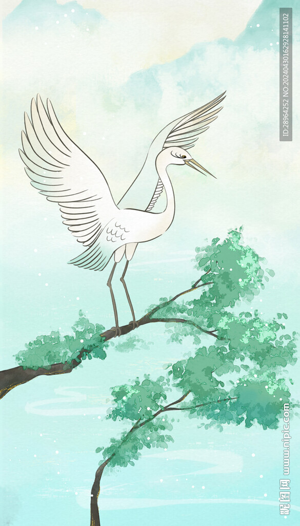 国风插画节气之白鹭