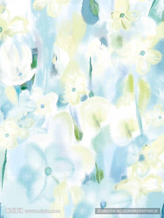 水彩蓝色花花