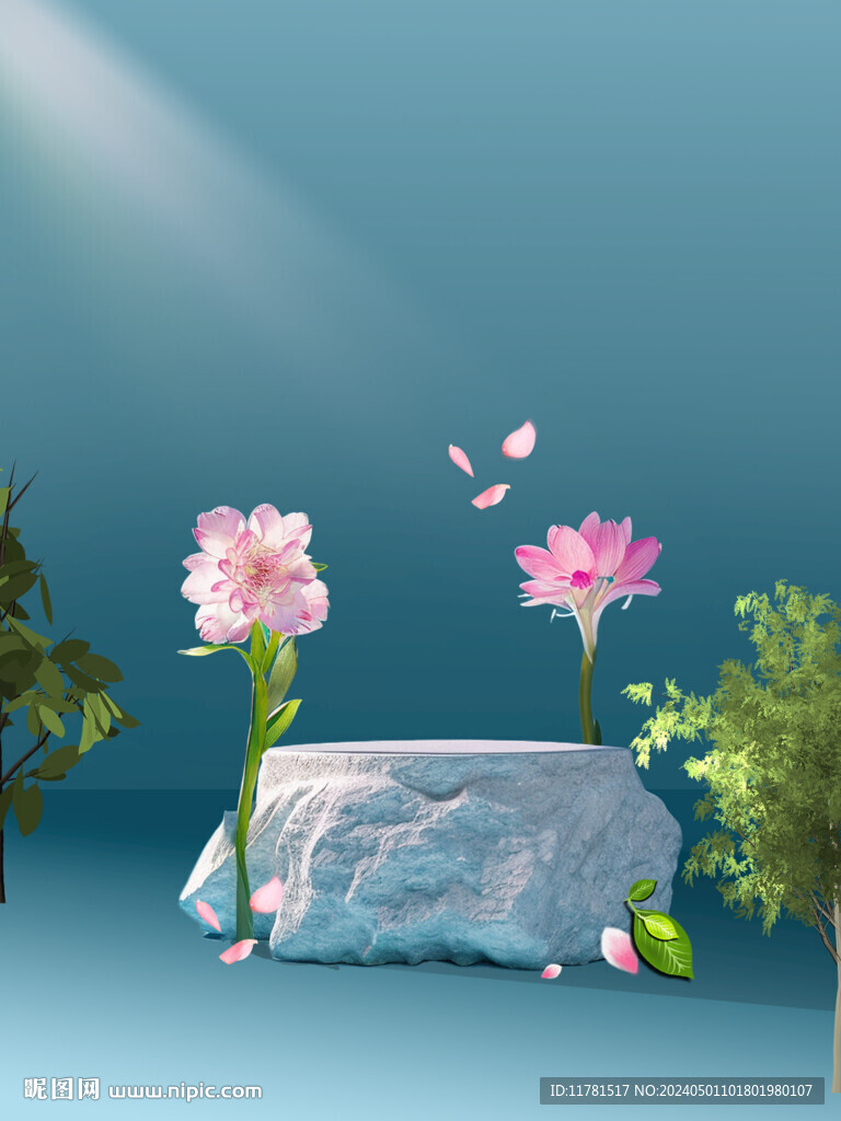 植物立体海报背景