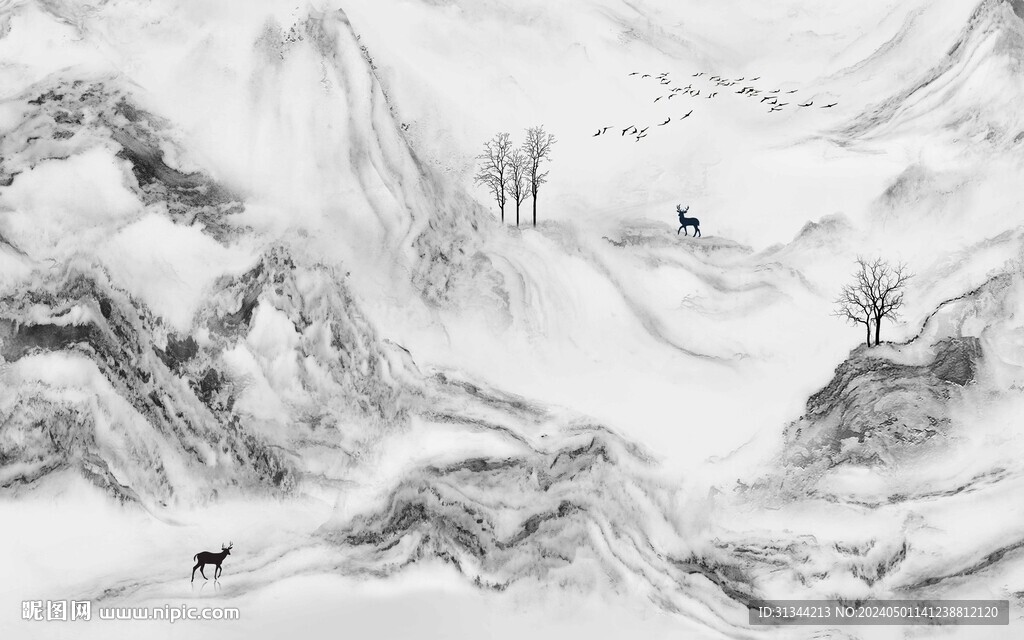 水墨山水石纹