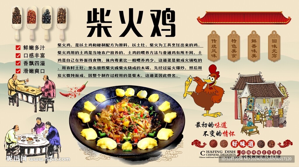 柴火鸡背景墙