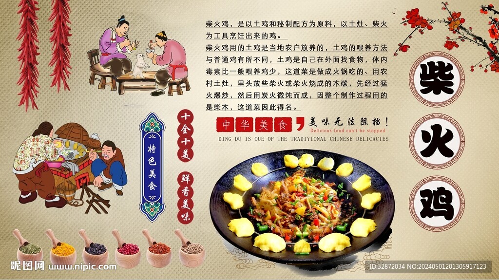 柴火鸡背景墙