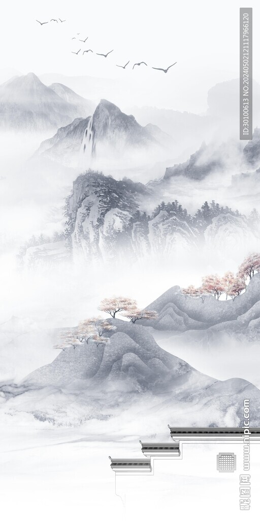 现代 高档山水玄关 TiF分层