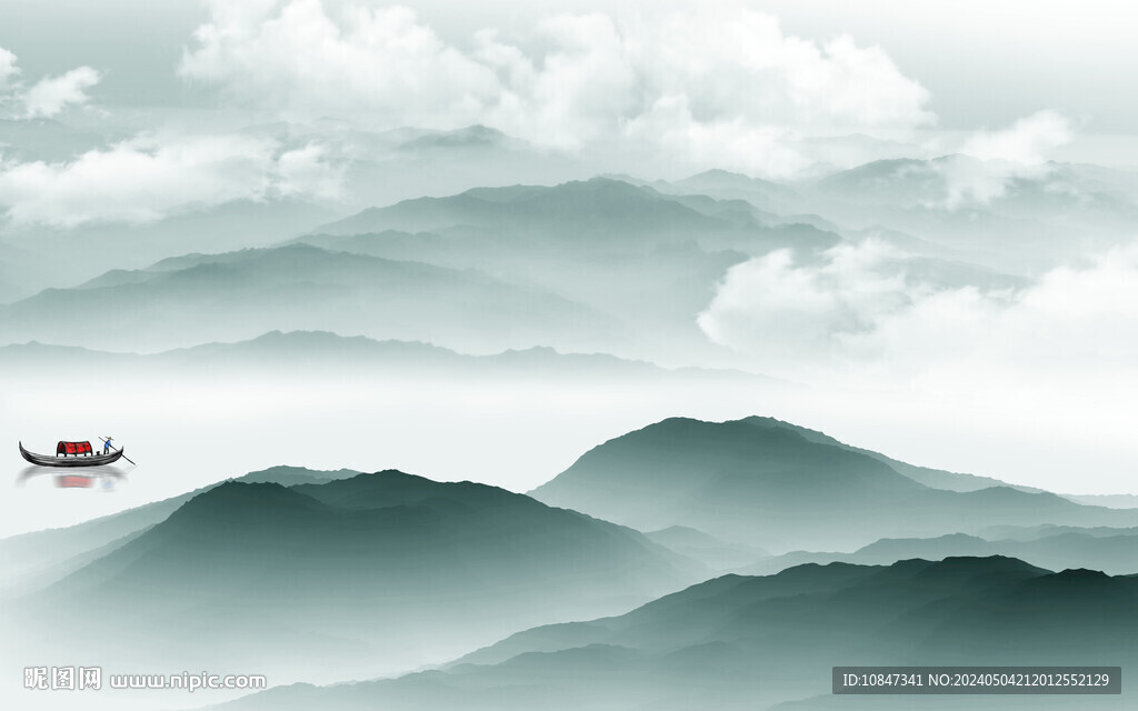人气 高端中式山水 TIF分层
