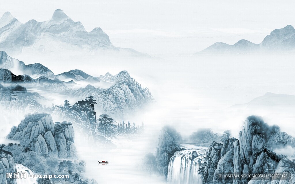 别墅 大气中式山水 TIF分层