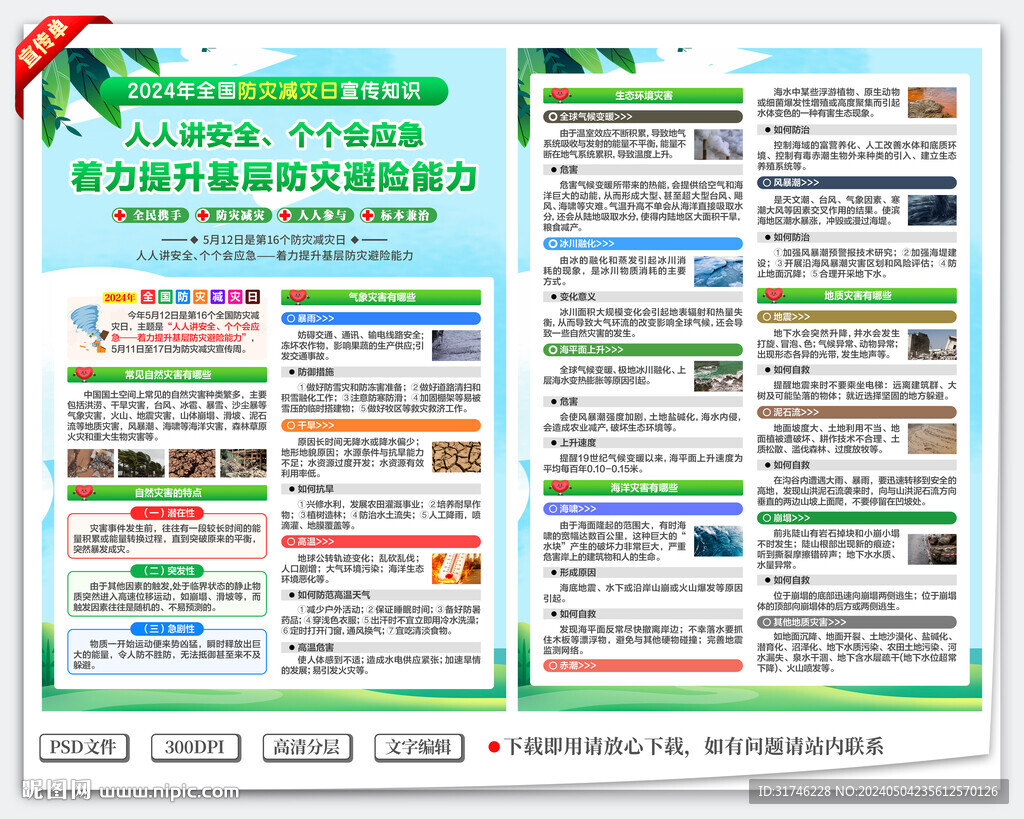 防灾减灾日宣传单