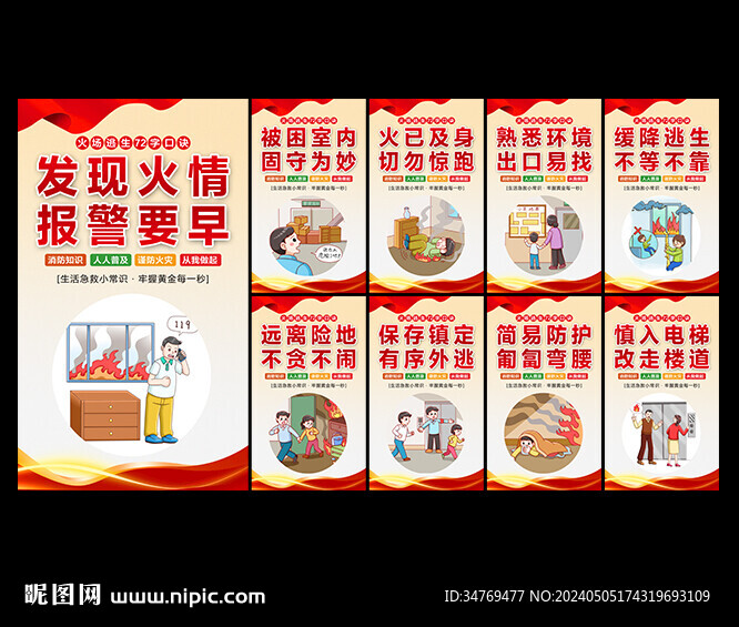火场逃生海报图片
