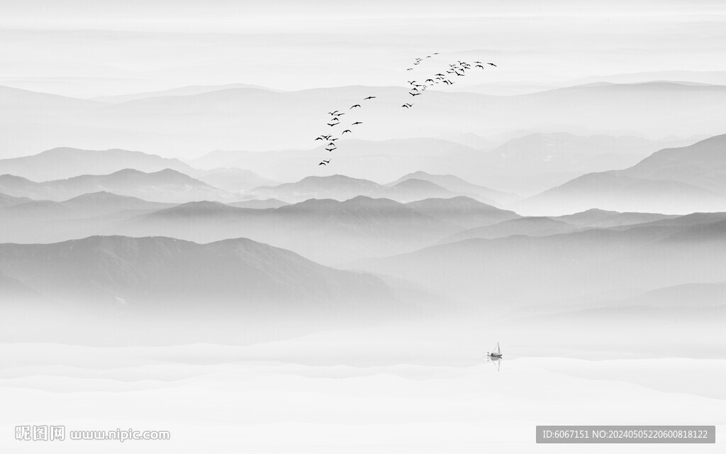 简约现代山水画背景墙