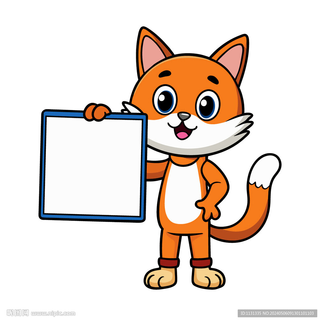 矢量动物拿告示牌的小猫