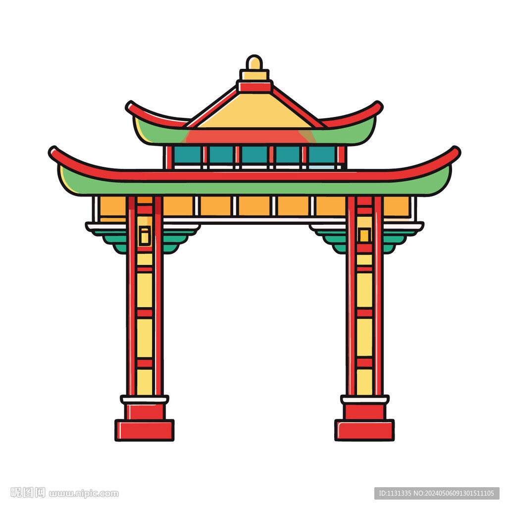 矢量建筑中国传统古风牌楼