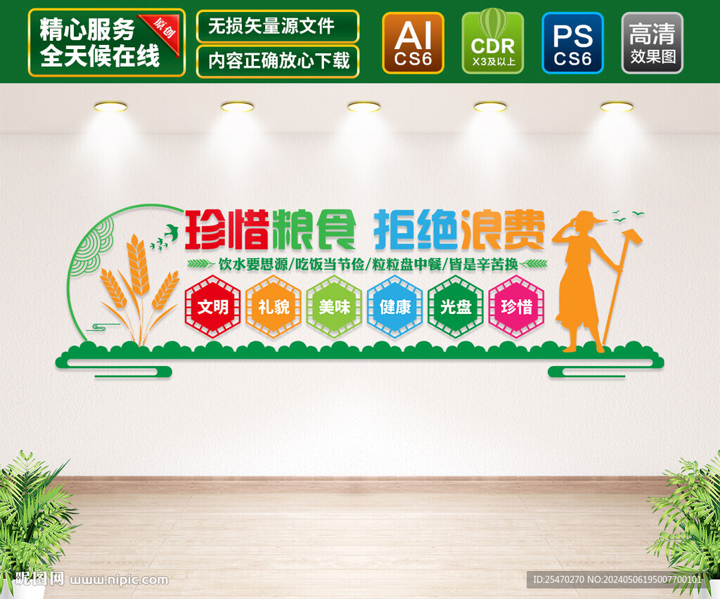 珍惜粮食文化墙