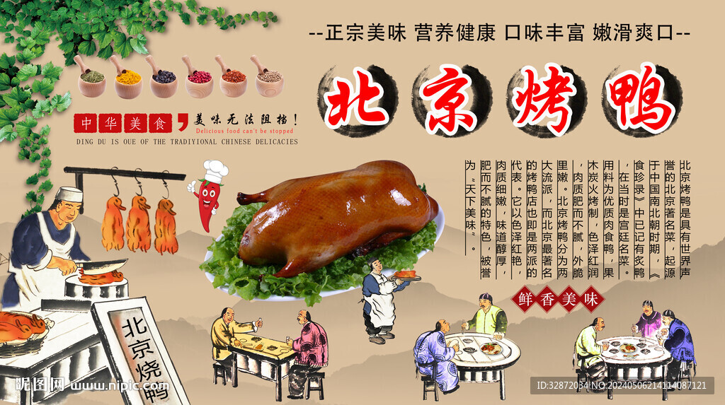 北京烤鸭背景墙
