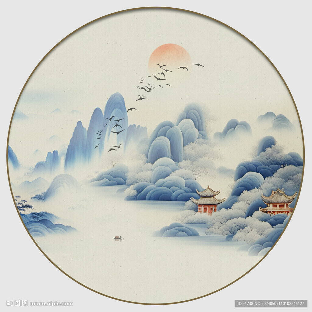 圆形山水画